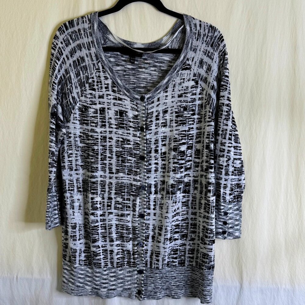 Lane Bryant Black & White Boyfriend 3/4 Sleeve Sweater Cardigan Size 18/20